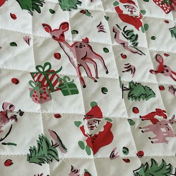 Cath Kidston London Ditsy Deer Pink Christmas Holiday FULL Quilt 87.5" x 77.5" - Picture 1 of 9